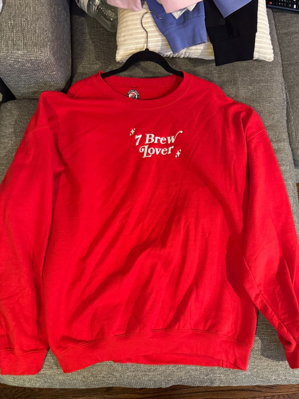 7 Brew Red '7 Brew Lover' Crewneck Sweater